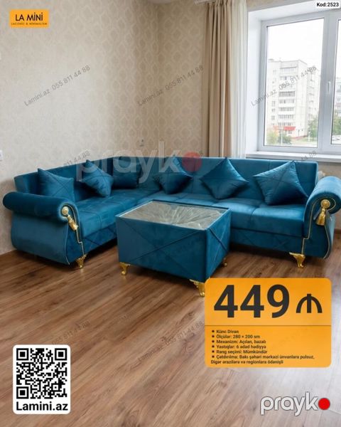 Künc divan – La Mini - Ölçülər: 280 200 sm - Mexanizm: açılan — Bakı