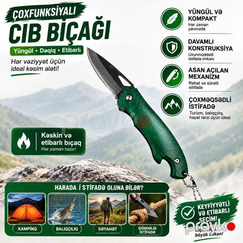 Bıçaq, universal, paslanmayan polad/plastik, yaşıl — Bakı