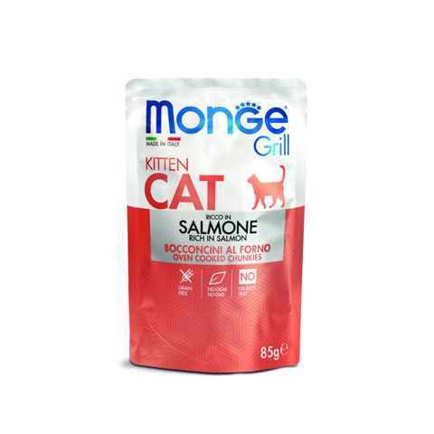 Nəm yem Monge Grill pişik balaları üçün Qızıl balıq ilə 85 q — Bakı