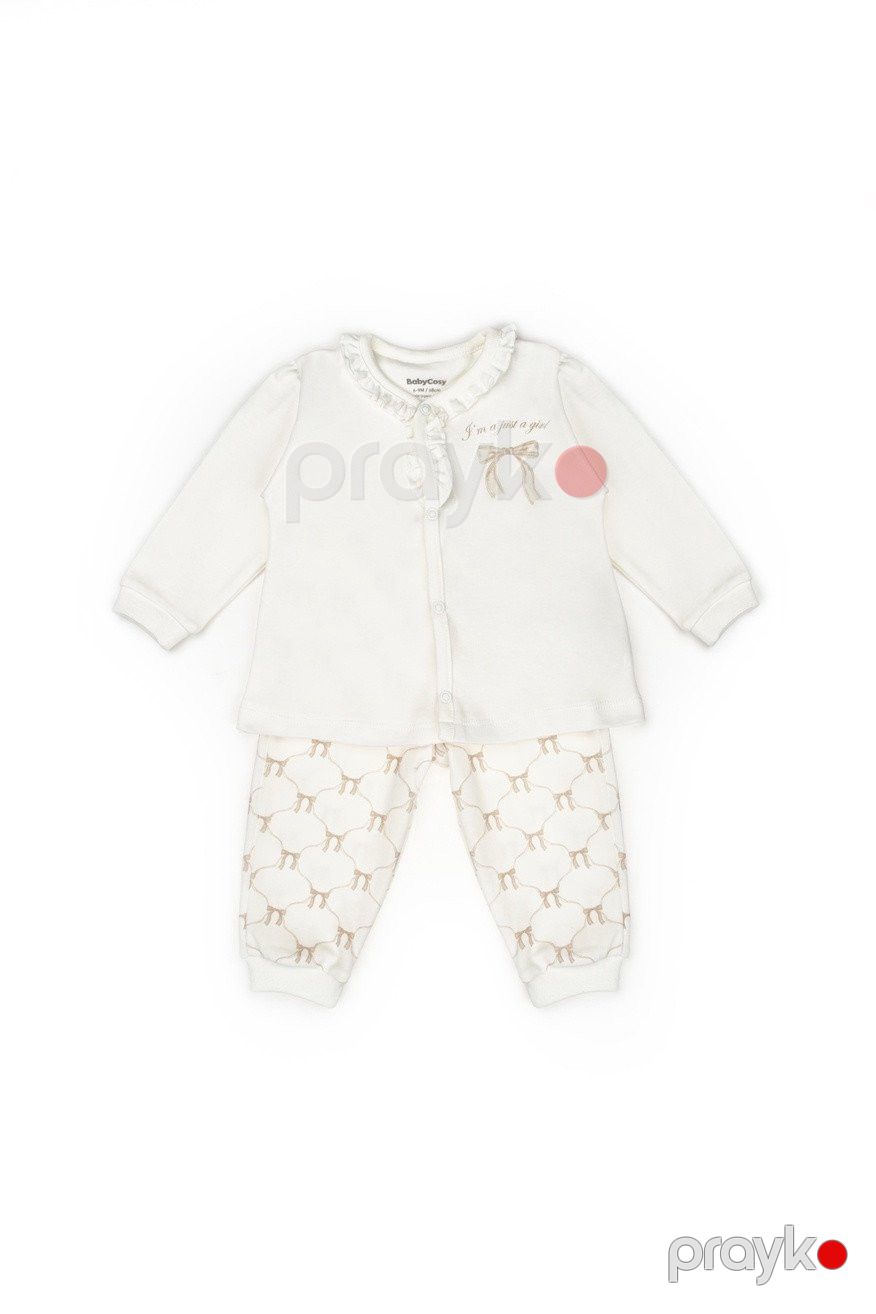 Qızlar üçün 2-li pijama dəsti Babycosy, ekru/qəhvəyi, 18-24 ay, %100 orqanik pambıq - 8683529324332 — Mallar, Bakı (2)