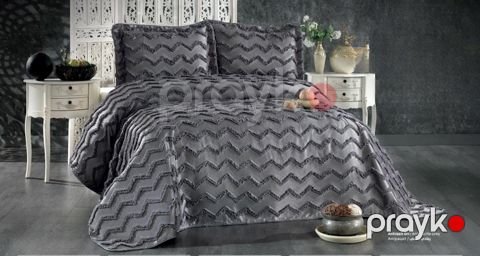 Örtük və yastıq üzü dəsti Guzide Delfin Pike GZ34, örtük 260x260 sm, yastıq üzü 50x70 sm 2 ədəd, ikinəfərlik, qara — Bakı