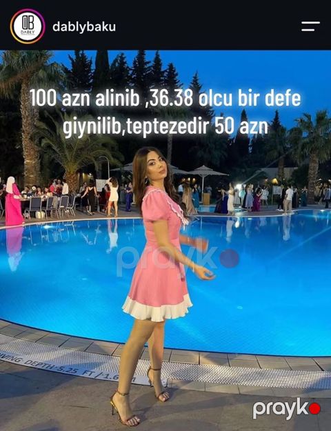 Pudra-çəhrayı qısa don - Rəng: pudra-çəhrayı, ağ büzgülü ətək və yaxa — Bakı