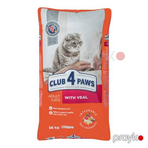Yetkin pişiklər üçün quru yemək Club 4 paws ət ilə 14 kq — Bakı