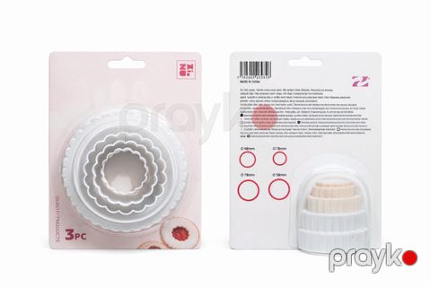 Peçenye kəsici seti, dalğalı dairəvi, plastik, 3 ölçü — Bakı