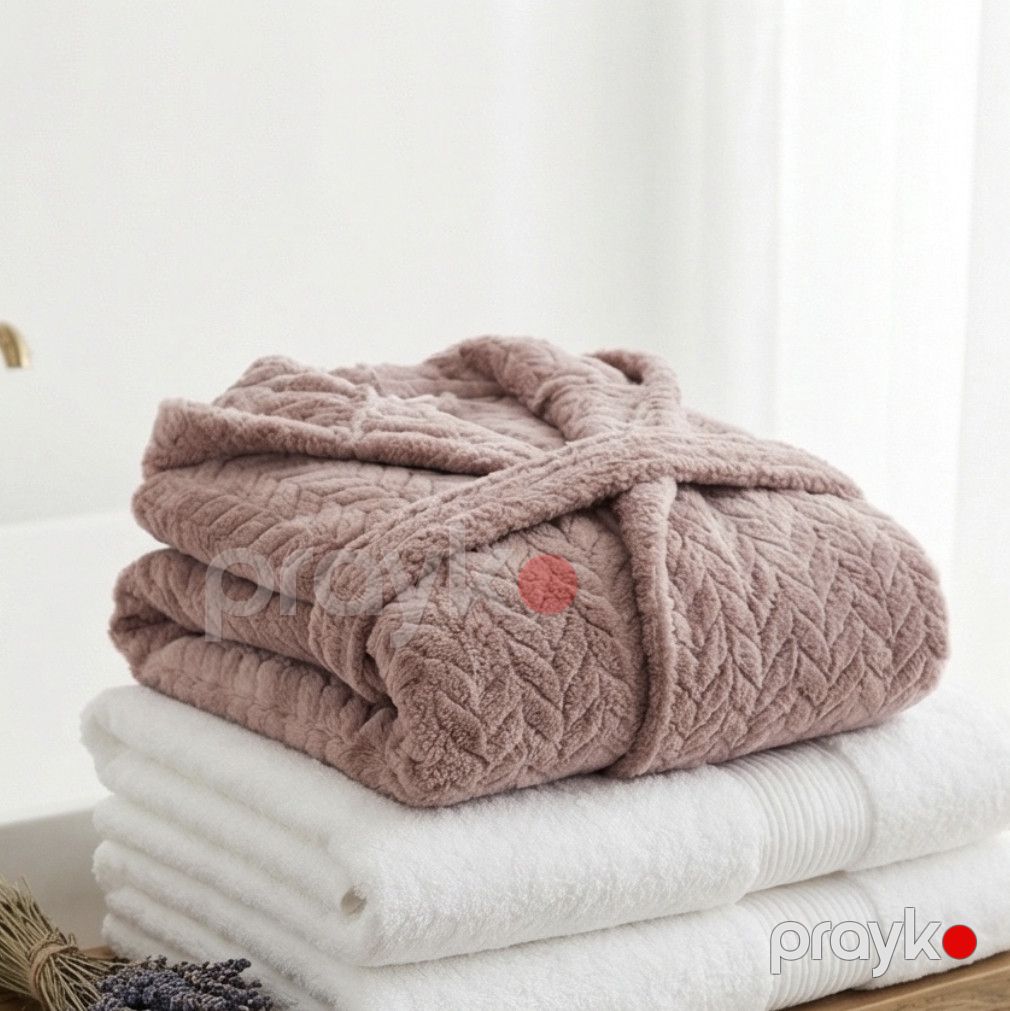 Kapşonlu hamam xalatı, çəhrayi, mikrofiber, ölçü 2XL — Mallar, Bakı (3)