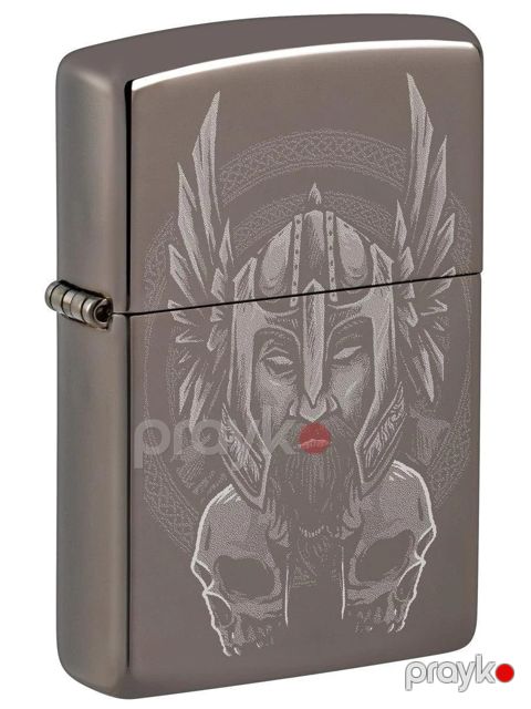 Alışqan Zippo Nordic Warrior and Skulls - Black Ice 81464 — Bakı