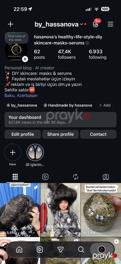 Satılır: Instagram səhifəsi “by_hassanova” Məzmun və mövzu: - Sağlam — Bakı