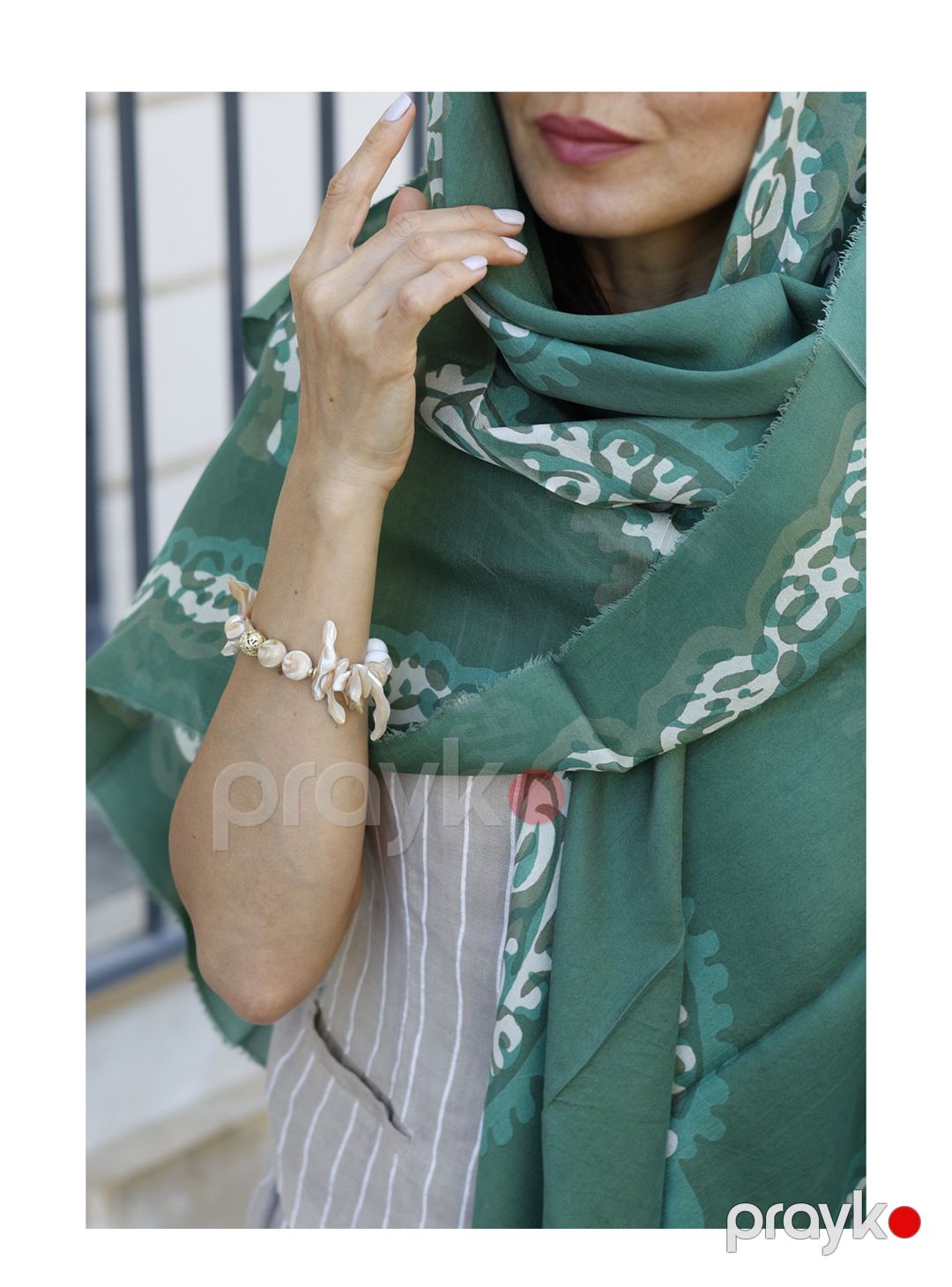 Kəlağayı Izim KG00087, ipək, yaşıl, 150x150 sm — Mallar, Bakı (3)