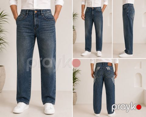 Kişilər üçün boyfrend cins 0881, göy, pambıq, ölçü 34 — Bakı