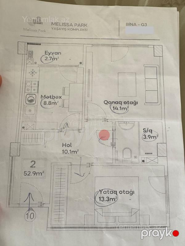Satılır 2 otaqlı Bina evi menzil (Yeni tikili), 53 m², Yasamal rayonu — Mənzil, Bakı (4)