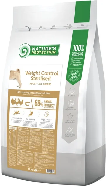 Nature’s Protection Weight Control Sterilised Adult all breeds, sterilizə olunmuş itlər üçün quru yem, quş əti və krillə (çəki ilə) — Bakı