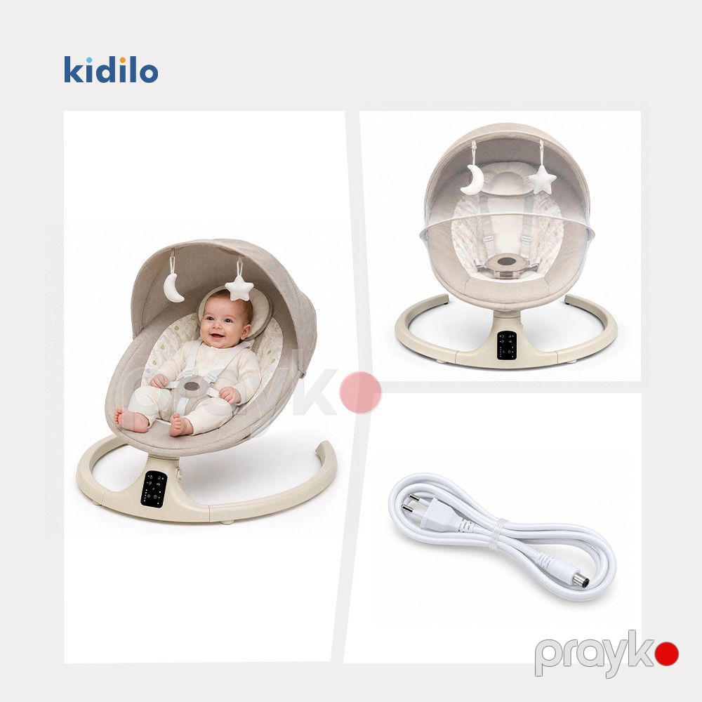 Yelləncək-şezlonq körpələr üçün Kidilo AB04, 0-12 ay, 12 kq qədər (1 yaşa qədər), krem — Mallar, Bakı (2)