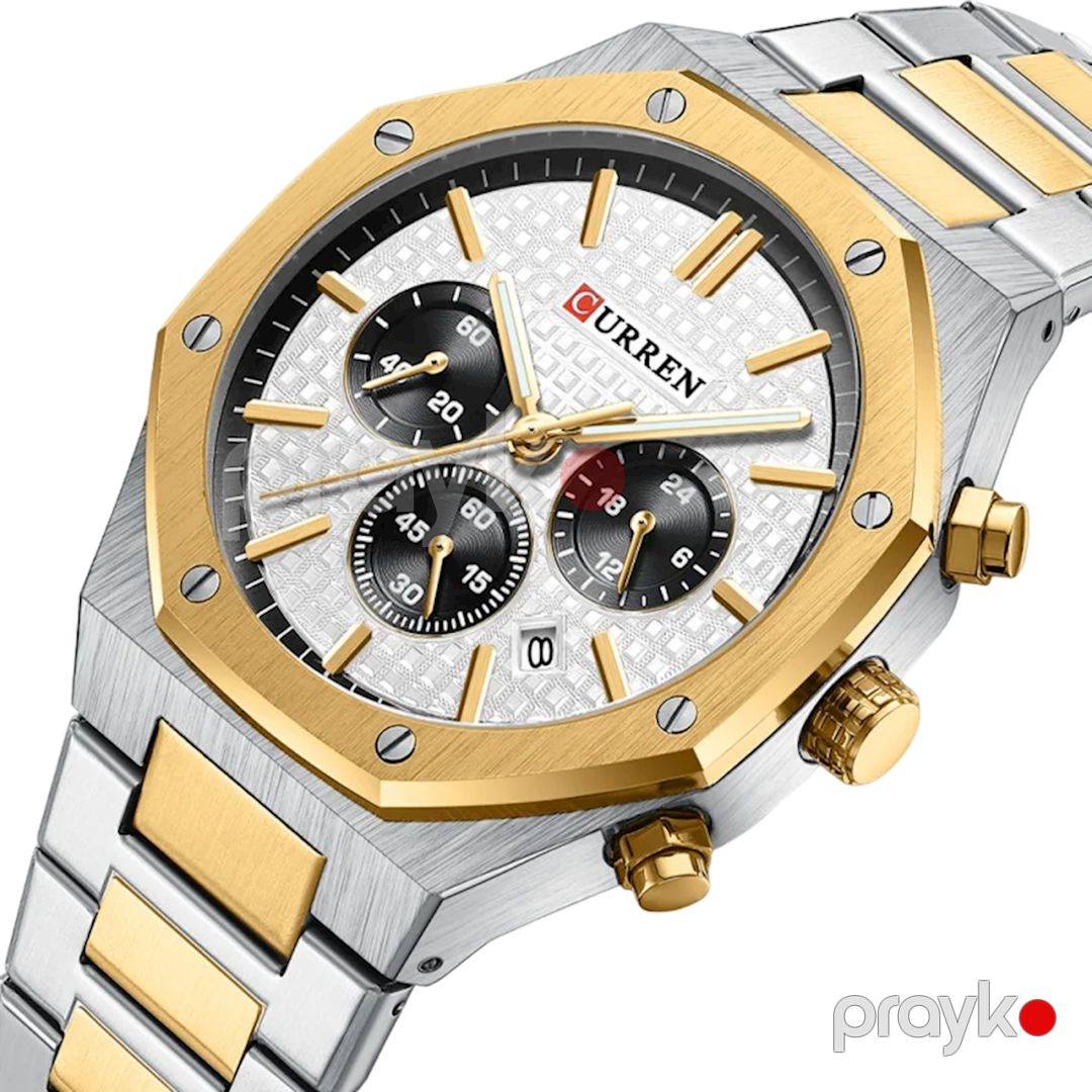 Kişi qol saatı Curren C 8440 Silver Gold White — Mallar, Bakı (2)