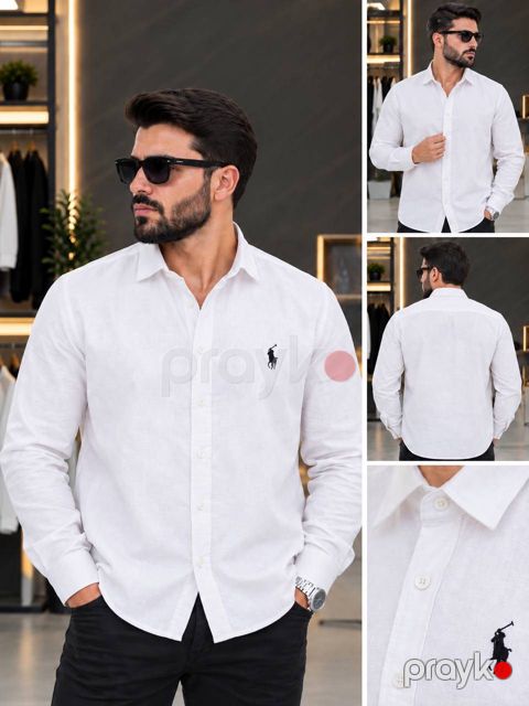 Uzunqol köynək, Ağ, Kətan, ölçü 4XL — Bakı