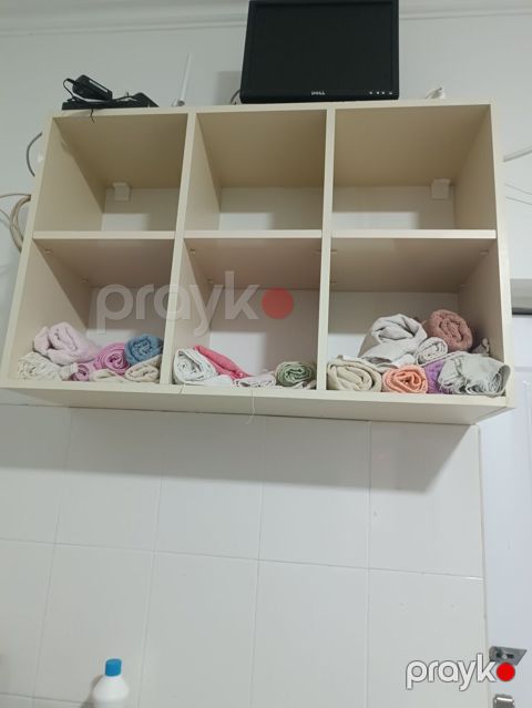 Divarlı rəf sistemi – 6 bölməli - Material: ağ/bej rəngli laminat MDF — Bakı