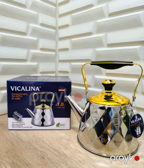 Dəmləmə çaydanı, 1 l, dəmlik daxil, qapaqla, gümüşü, qapağı qızılı - ZTW-VL-LX05 — Bakı