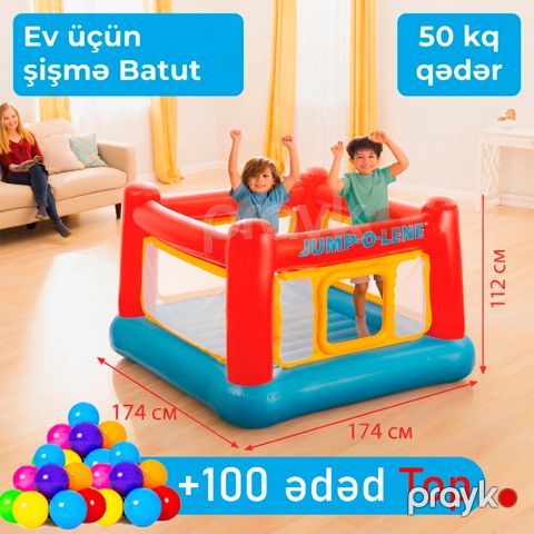Uşaq şişmə batutu Intex TX48260T100, vinil, 174x112x174 sm — Bakı