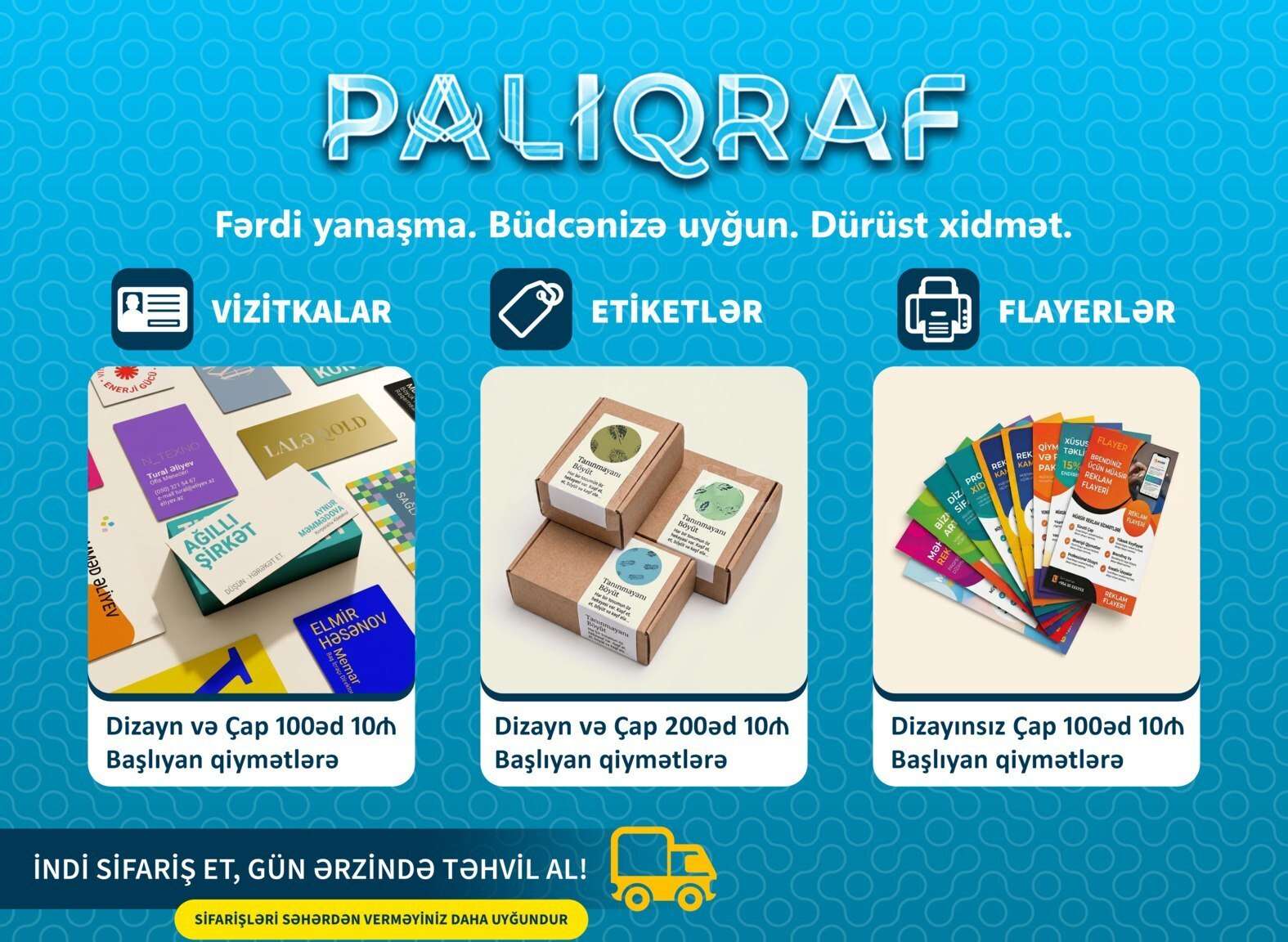 Vizitka, flayer və etiket çap xidməti — Mallar (2)
