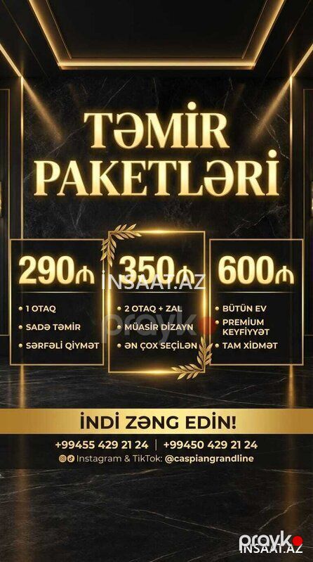 Təmir Tikinti 50% odenisle İndi Al Rahat Ödə — Bakı