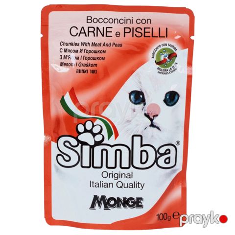 Pişiklər üçün nəm yem Simba Chunkies with Meat and Peas, 100 q — Bakı