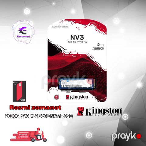 SSD yığıcı Kingston 2000G NV3 M.2 2280 NVMe SSD (SNV3S/2000G) — Bakı
