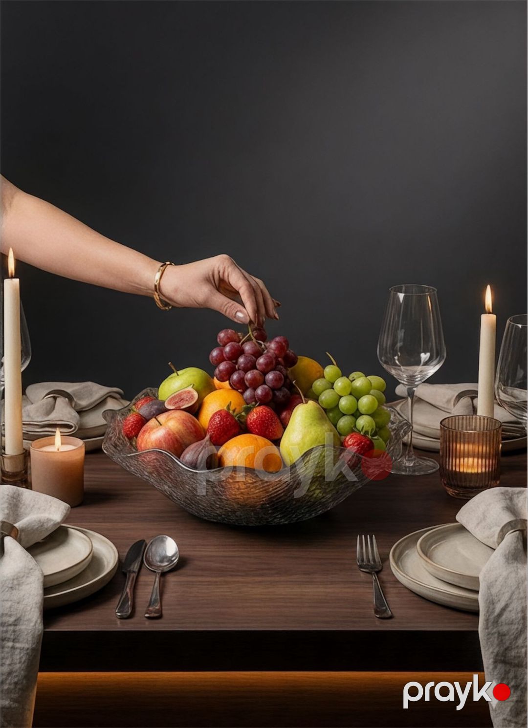 Meyvə qabı 8247, şüşə, şəffaf, 26 sm — Mallar, Bakı (3)