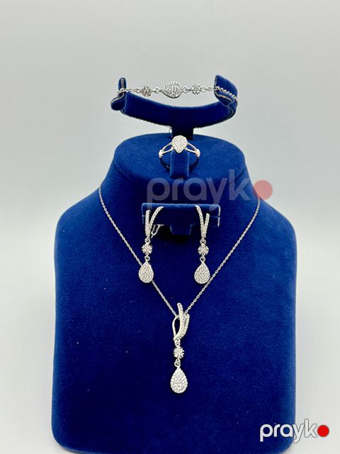 Zinət dəsti boyunbağı, qolbaq, sırğa və üzük Lavelle Jewellery LVL_167, gümüş 925 əyar — Bakı