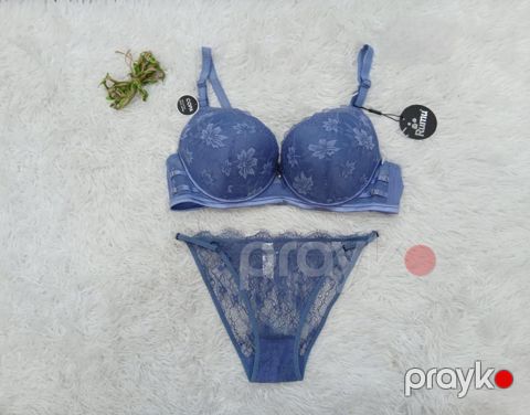 Qadın alt paltarı dəsti 10499, göy, pambıq, ölçü 85B — Bakı