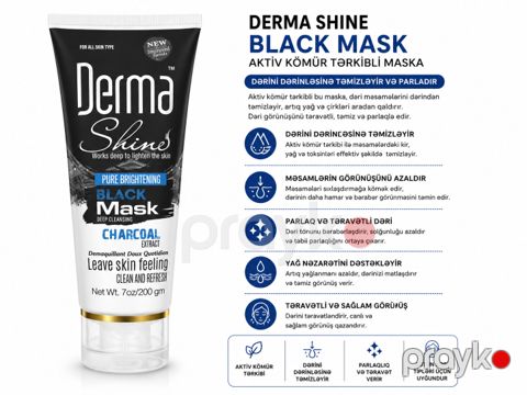Krem-maska Derma Shine Charcoal Black Mask 200 ml — Bakı