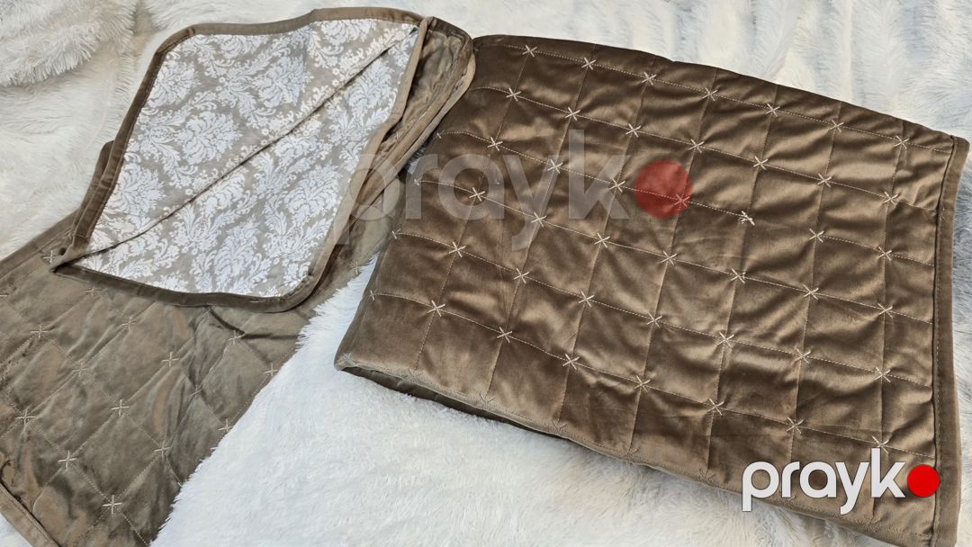 Örtük və yastıq üzü dəsti 6721, ikinəfərlik, velür/satin, örtük 220x240 sm, yastıq üzü 50x70 sm 2 əd, qızılı — Mallar, Bakı (3)