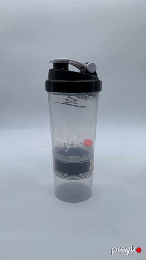 İdman su qabı 34378442, plastik, şəffaf/qara, 500 ml — Bakı