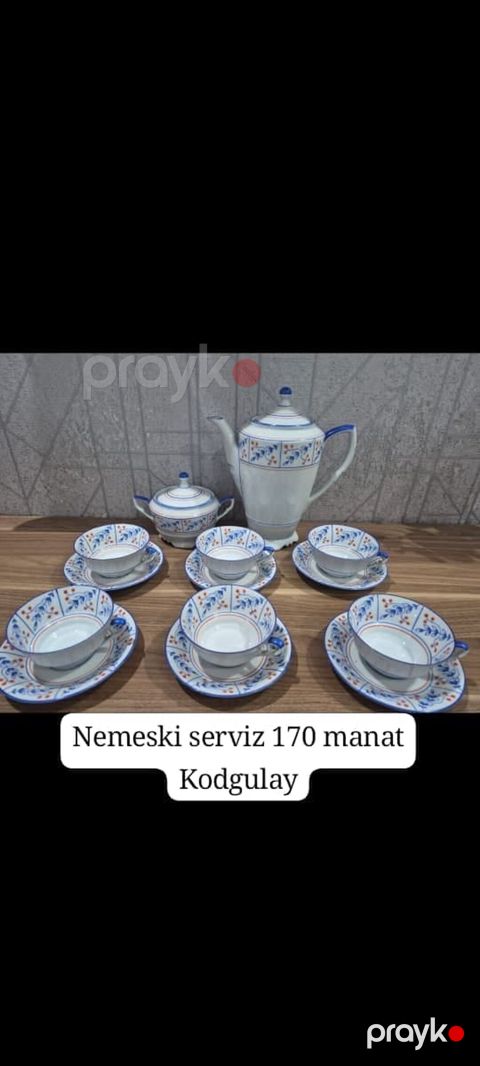Çay dəsti, rəng - Ağ, Farfor, 6 nəfərlik, Almaniya — Gəncə