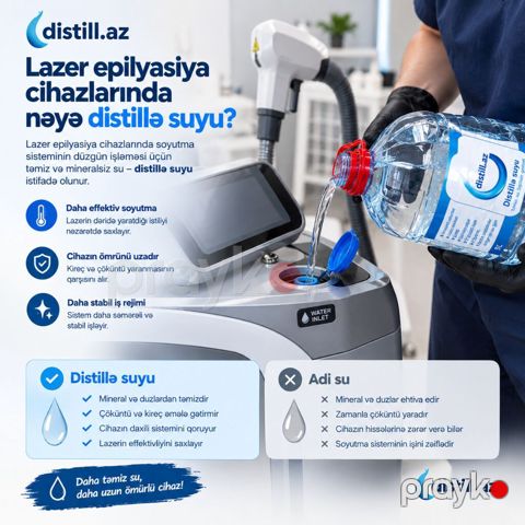 Məhsul: Lazer epilyasiya cihazları üçün distillə suyu (5 L) Təsvir — Bakı