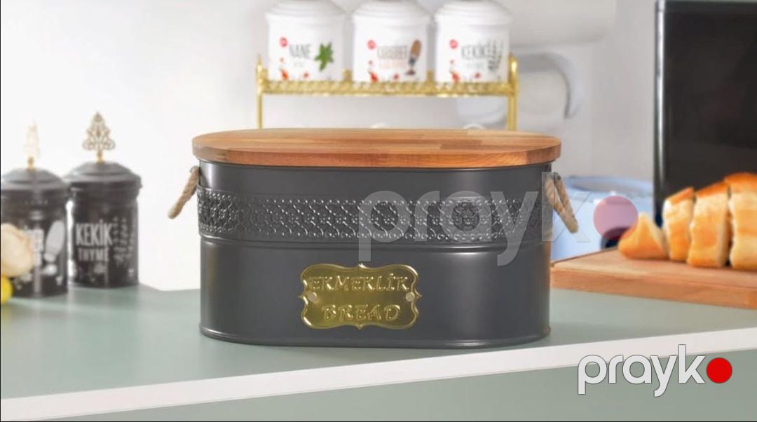 Çörək qabı, taxta qapaqlı, ip tutacaqlı, metal, qara, 32 sm - cat_30 — Mallar, Bakı (2)