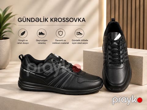 Kişilər üçün krosovkalar 8070, qara, eko dəri, ölçü 43 — Bakı