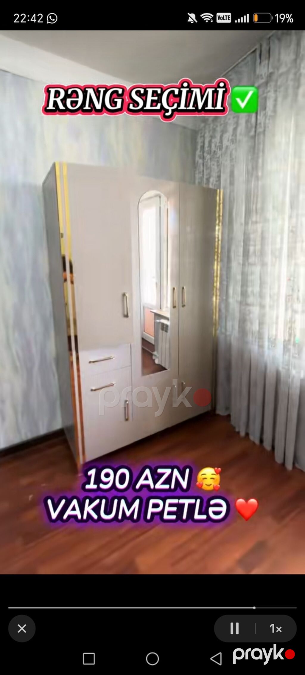 3 qapılı paltar dolabı - Klassik dizayn: ortada güzgülü qapı, zərif — Şkaflar, Bakı (3)