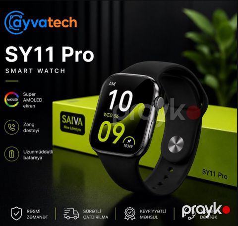 SY11 Pro Smart Saat – AMOLED Ekran Bluetooth Zən — Bakı
