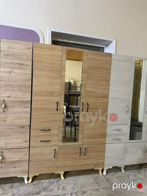 Garderob şkafı – 3 qapılı, güzgülü model - Dizayn: Klassik stil, ön — Bakı