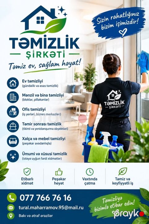 Təmizlik Evlər Ümumi təmizlik — Bakı