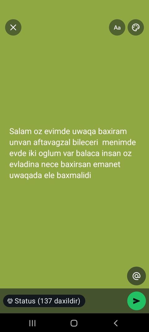 Uşaq baxımı xidməti – Aftavazal/Binəqədi istiqaməti, Biləcəri Öz — Masazır