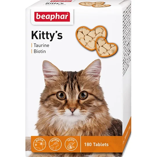 Beaphar Kitty’nin pişiklər üçün taurin və biotin tərkibli Taurine-Biotin qida əlavəsi 180 tablet — Bakı