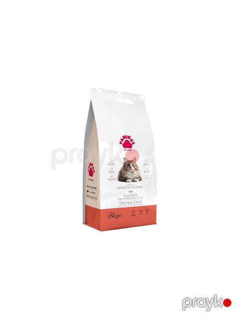 Quru yem Pawnee Premium Adult Cat Food – Derma Care, 1 kq, tökmə/paket, qızılbalıq — Bakı