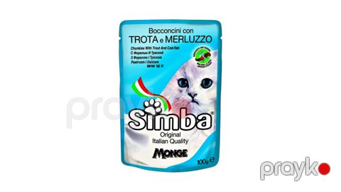 Pişiklər üçün nəm yem Simba Chunkies with Trout and Cod-Fish, 100 q — Bakı