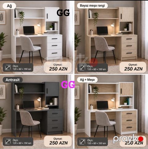 Kompyuter/iş masası – çoxfunksiyalı model - Rəng seçimləri: Ağ, Ağ + — Bakı