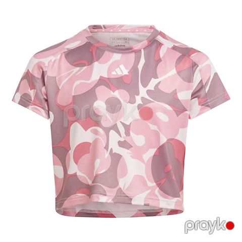 Qızlar üçün futbolka Adidas JG Tr-es AOP T IJ9590, çəhrayı, polyester/elastan, ölçü 5-6 yaş — Bakı