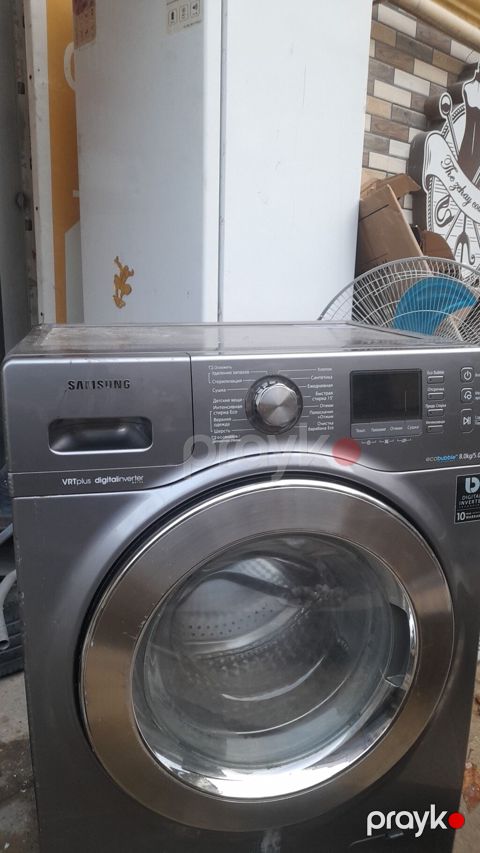 Samsung paltaryuyan maşın – ön yükləməli, inox/gri korpus. Əsas — Bakı