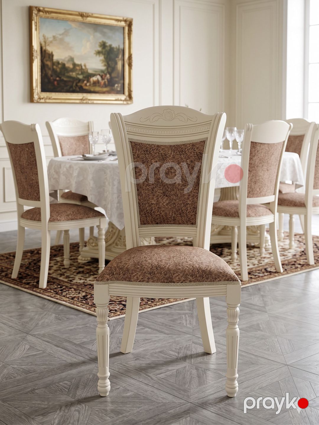 Stul Sultan, fıstıq ağacı, krem, 44х55 sm — Stullar, Bakı (3)