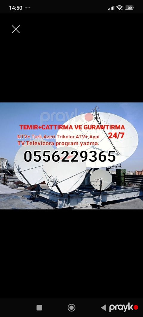 Peyk antenalarının quraşdırılması Quraşdırılma, Təmir, Tənzimlənmə Zəmanət — Bakı