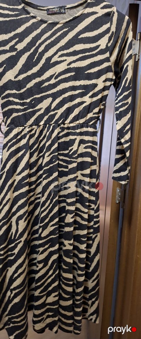 Zebra naxışlı uzun don - Brend: Samdan - Rəng: Qara-bej zebra print — Bakı