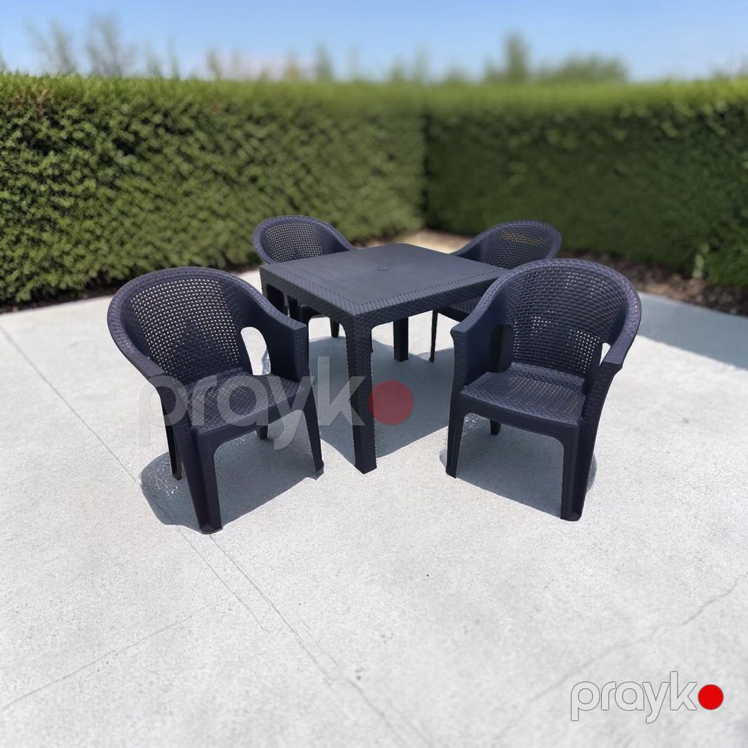 Bağ üçün mebel dəsti (masa + oturacaq) 12560_63, bambuk/plastik, antrasit, 5 parça — Mallar, Bakı (2)